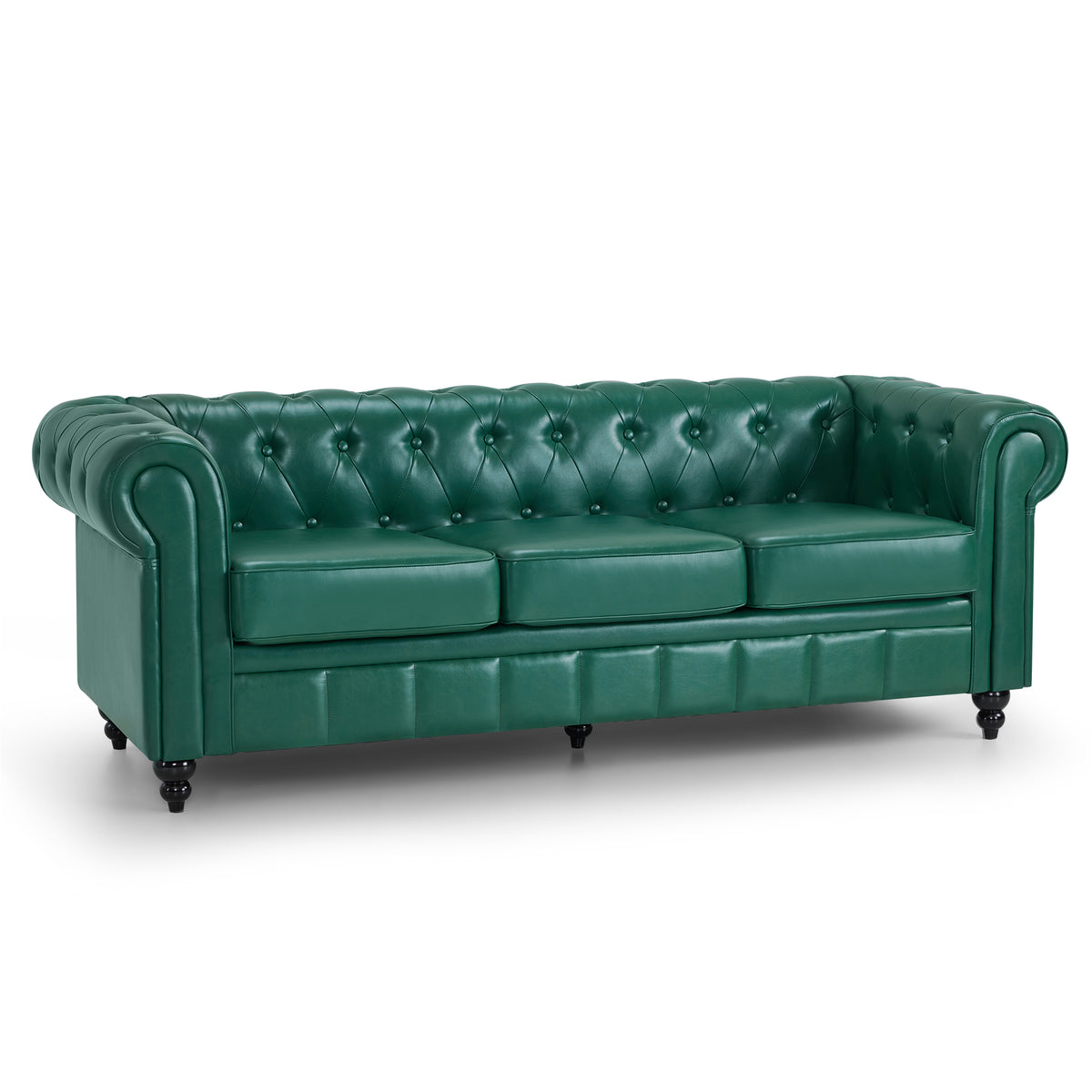 Divano Chesterfield BarberPub a 3 posti da 208 cm, panca d’attesa da parrucchiere vintage, panca con schienale e braccioli, divano a 3 posti, arredamento classico per parrucchieri W536