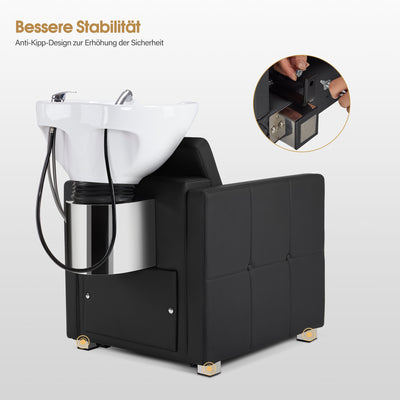 Barberpub poltrona da barbiere con lavabo, lavabo per parrucchiere in ceramica regolabile, poltrona lavatesta reclinabile per parrucchiere, poltrona lavatesta per SPA e salone, postazione lavatesta 8010
