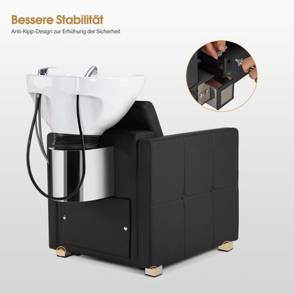 Barberpub hairdressing chair with washbasin, ceramic hairdressing washbasin, adjustable, backward wash chair, hairdressing wash chair for spa salon, hairdressing wash station 8010