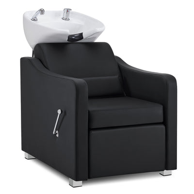 BarberPub poltrona da barbiere con lavatesta, poggiagambe pieghevole, lavatesta da parrucchiere in ceramica regolabile, poltrona lavatesta per saloni SPA, postazione lavatesta W8675