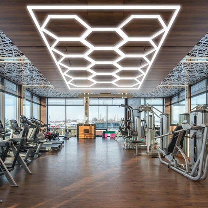Éclairage LED hexagonal pour garage, 68 970 lm, 6 500 K, pour atelier, salon de coiffure, grille 14 
