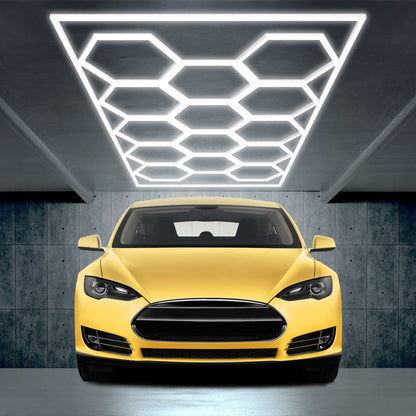 Éclairage LED hexagonal pour garage, 68 970 lm, 6 500 K, pour atelier, salon de coiffure, grille 14 