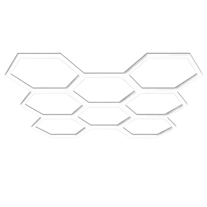 BarberPub Hexagon LED Garage Light, 30240LM 6500K Hexagon LED Beleuchtung für Werkstatt, Friseursalon, PVC Abdeckung 8 Grid, (LP008/nicht dimmbar)