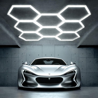 BarberPub Hexagon LED Garage Light, 30240LM 6500K Hexagon LED Beleuchtung für Werkstatt, Friseursalon, PVC Abdeckung 8 Grid, (LP008/nicht dimmbar)