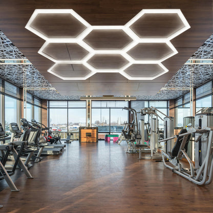 BarberPub Hexagon LED Garage Light, 30240LM 6500K Hexagon LED Beleuchtung für Werkstatt, Friseursalon, PVC Abdeckung 8 Grid, (LP008/nicht dimmbar)