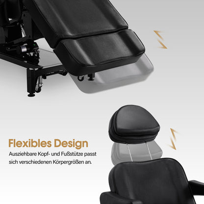BarberPub Fauteuil Cosmétique Électrique avec 3 Moteurs & Roues, Table de Massage Pliable & Réglable en Hauteur de 16CM, Accoudoirs Rotatifs à 180°, Chaise de Tatouage pour Salon SPA 0754