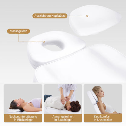 BarberPub Fauteuil Cosmétique Électrique avec 3 Moteurs & Roues, Table de Massage Pliable & Réglable en Hauteur de 16CM, Accoudoirs Rotatifs à 180°, Chaise de Tatouage pour Salon SPA 0754
