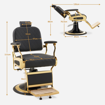 BarberPub Barber Chair with Tilting Headrest, Barber Equipment with Hydraulic Pump, 360° Swivel, Height-Adjustable Operator Chair, Faux Leather Barber Chair, 3855