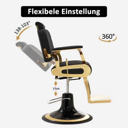 BarberPub Barber Chair with Tilting Headrest, Barber Equipment with Hydraulic Pump, 360° Swivel, Height-Adjustable Operator Chair, Faux Leather Barber Chair, 3855