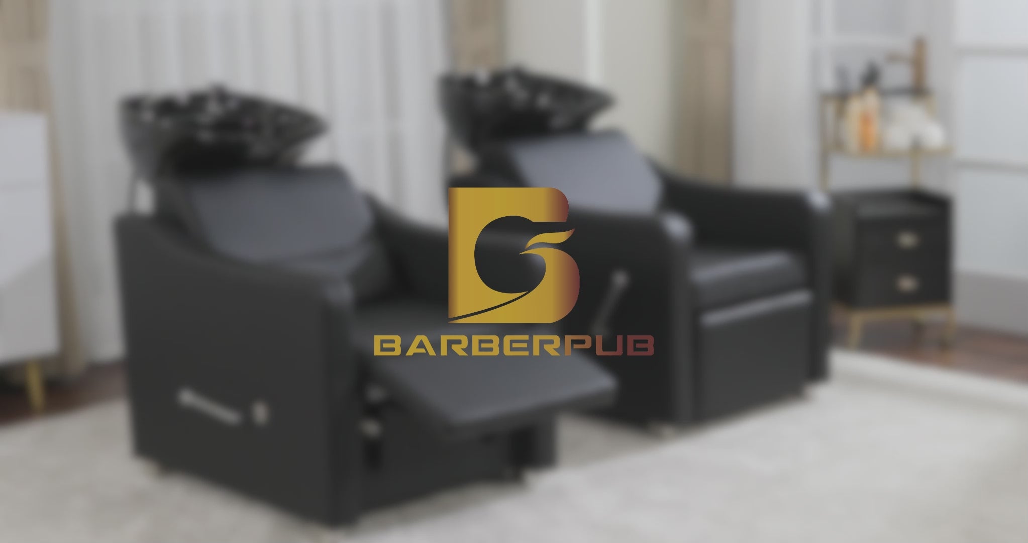 BarberPub Barber Chair with Washbasin, Foldable Leg Rest, Adjustable Ceramic Barber Washbasin, Barber Wash Chair for SPA Salon, Barber Wash Station W8675