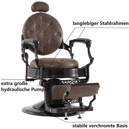 Fauteuil de coiffure Barberpub, style rétro/vintage, marron 3849DR