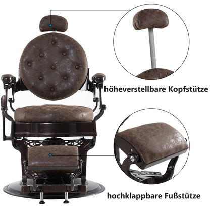 Fauteuil de coiffure Barberpub, style rétro/vintage, marron 3849DR