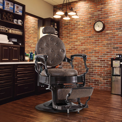 Fauteuil de coiffure Barberpub, style rétro/vintage, marron 3849DR