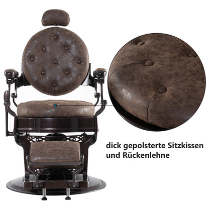 Fauteuil de coiffure Barberpub, style rétro/vintage, marron 3849DR