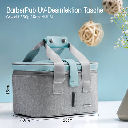 BarberPub tragbare UV-Licht-Sterilisator,UV-Desinfektion-Tasche, Sterilisationsbeutel, USB Aufladbar, mit 6 UVC+6 LEDs, TG27BY