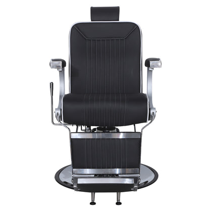 Barberpub Friseurstuhl Friseureinrichtung Friseursessel Bedienungsstuhl 3822, Salon SPA PVC-Kunstleder 140° Kippbar, höhenverstellbar