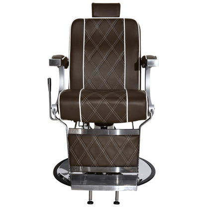 Fauteuil de barbier hydraulique Barberpub 3810BR, fauteuil de barbier au style rétro/vintage, fauteuil opératoire équipement de coiffure salon SPA inclinable à 140°, simili cuir, 51 × 48 × 107 cm 