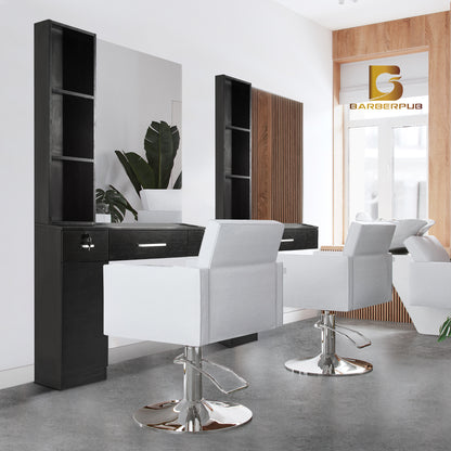 Barberpub station de coiffure station de service table miroir table de coiffure armoire miroir 6154-3036BK