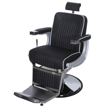 Barberpub Friseurstuhl Friseureinrichtung Friseursessel Bedienungsstuhl 3822, Salon SPA PVC-Kunstleder 140° Kippbar, höhenverstellbar