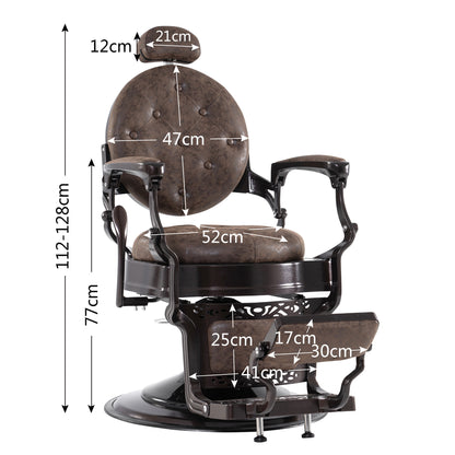 Fauteuil de coiffure Barberpub, style rétro/vintage, marron 3849DR