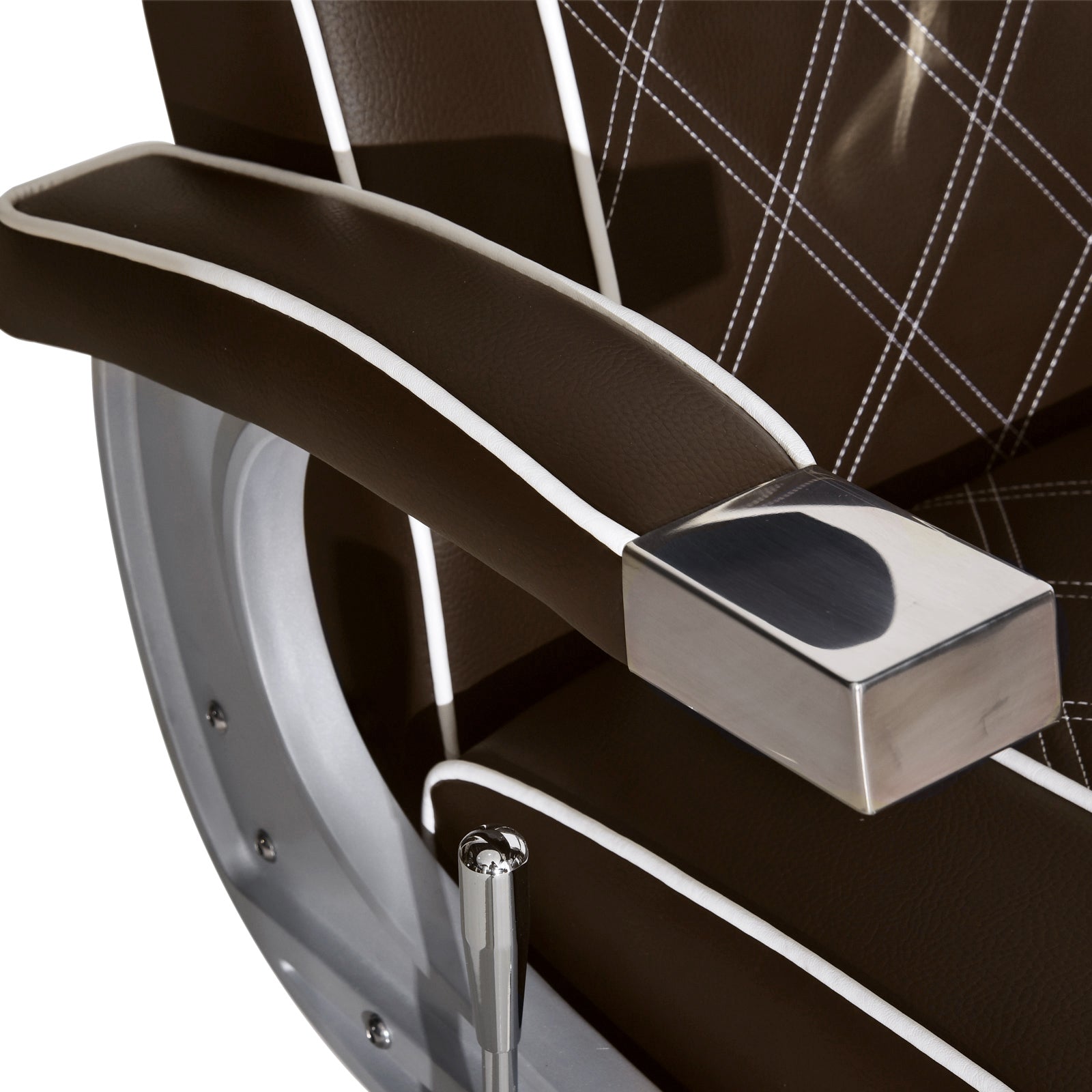 Fauteuil de barbier hydraulique Barberpub 3810BR, fauteuil de barbier au style rétro/vintage, fauteuil opératoire équipement de coiffure salon SPA inclinable à 140°, simili cuir, 51 × 48 × 107 cm 