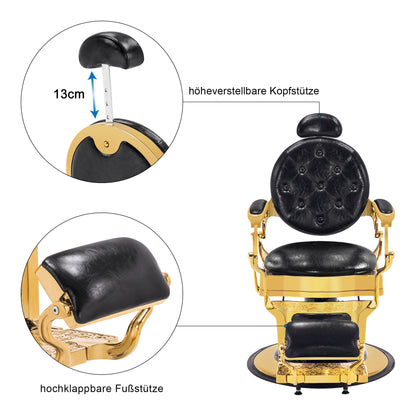 Barberpub hairdressing chair hydraulic hairdressing chair 2933, with retro/vintage style, 360° rotatable, imitation leather, gold frame/rose gold frame, 113 × 68 × 109 cm