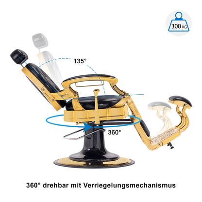 Barberpub hairdressing chair hydraulic hairdressing chair 2933, with retro/vintage style, 360° rotatable, imitation leather, gold frame/rose gold frame, 113 × 68 × 109 cm