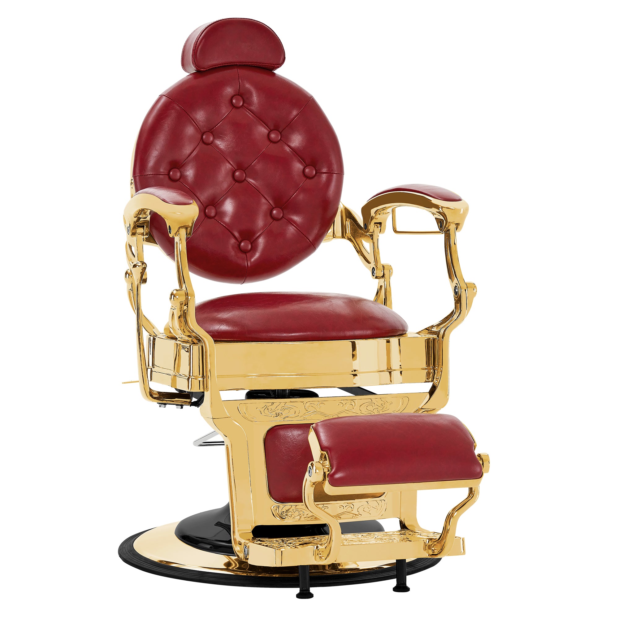 Barberpub hairdressing chair hydraulic hairdressing chair 2933, with retro/vintage style, 360° rotatable, imitation leather, gold frame/rose gold frame, 113 × 68 × 109 cm