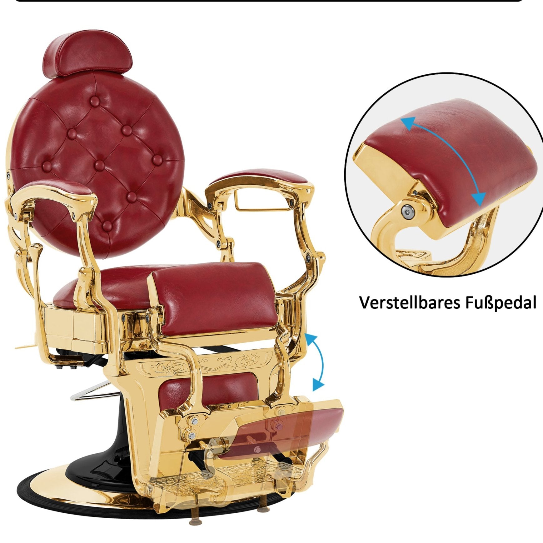 Barberpub hairdressing chair hydraulic hairdressing chair 2933, with retro/vintage style, 360° rotatable, imitation leather, gold frame/rose gold frame, 113 × 68 × 109 cm