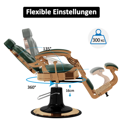 Barberpub hairdressing chair hydraulic hairdressing chair 2933, with retro/vintage style, 360° rotatable, imitation leather, gold frame/rose gold frame, 113 × 68 × 109 cm