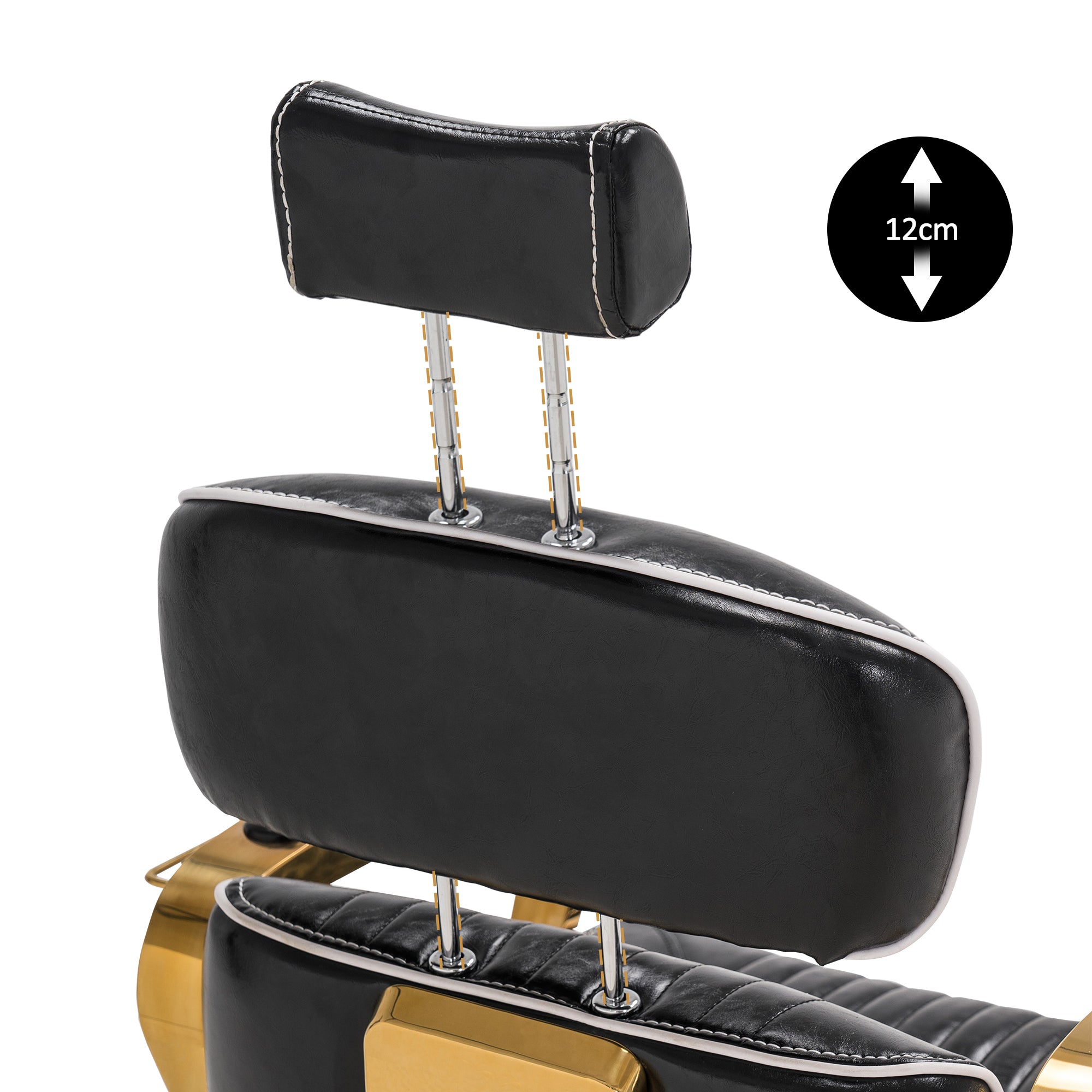 Fauteuil de coiffure Barberpub avec appui-tête, réglable en hauteur et inclinable, style rétro vintage, similicuir, 3078 (noir et or)