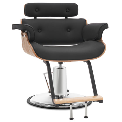 Fauteuil de coiffure Barberpub avec appui-tête, fauteuil de coiffure réglable en hauteur pour hommes et femmes, équipement de coiffure chaise d'opération à domicile vintage rétro, simili cuir, 8261