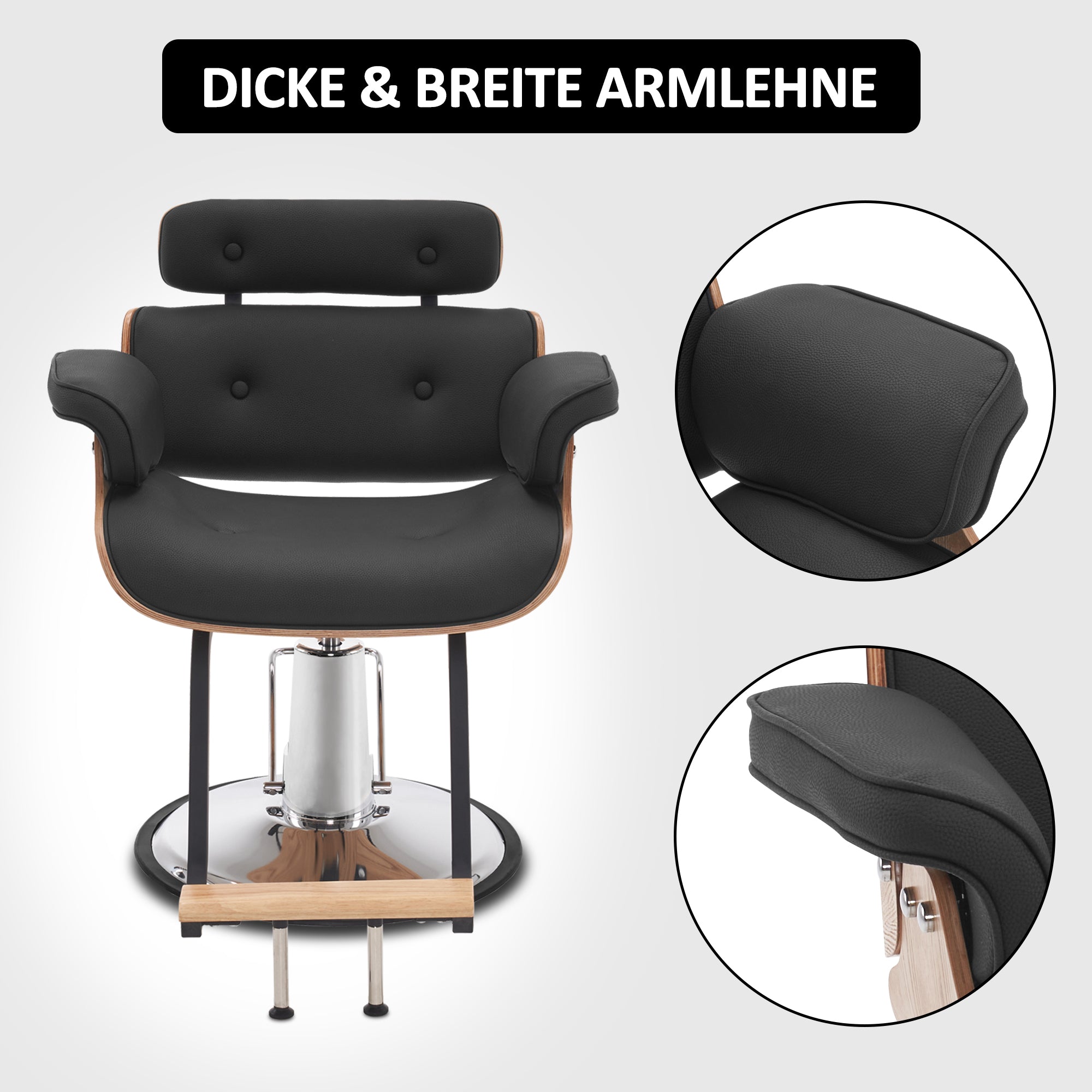 Fauteuil de coiffure Barberpub avec appui-tête, fauteuil de coiffure réglable en hauteur pour hommes et femmes, équipement de coiffure chaise d'opération à domicile vintage rétro, simili cuir, 8261