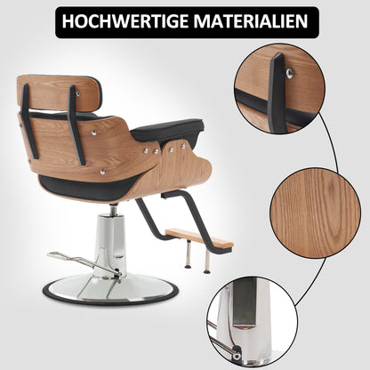 Fauteuil de coiffure Barberpub avec appui-tête, fauteuil de coiffure réglable en hauteur pour hommes et femmes, équipement de coiffure chaise d'opération à domicile vintage rétro, simili cuir, 8261