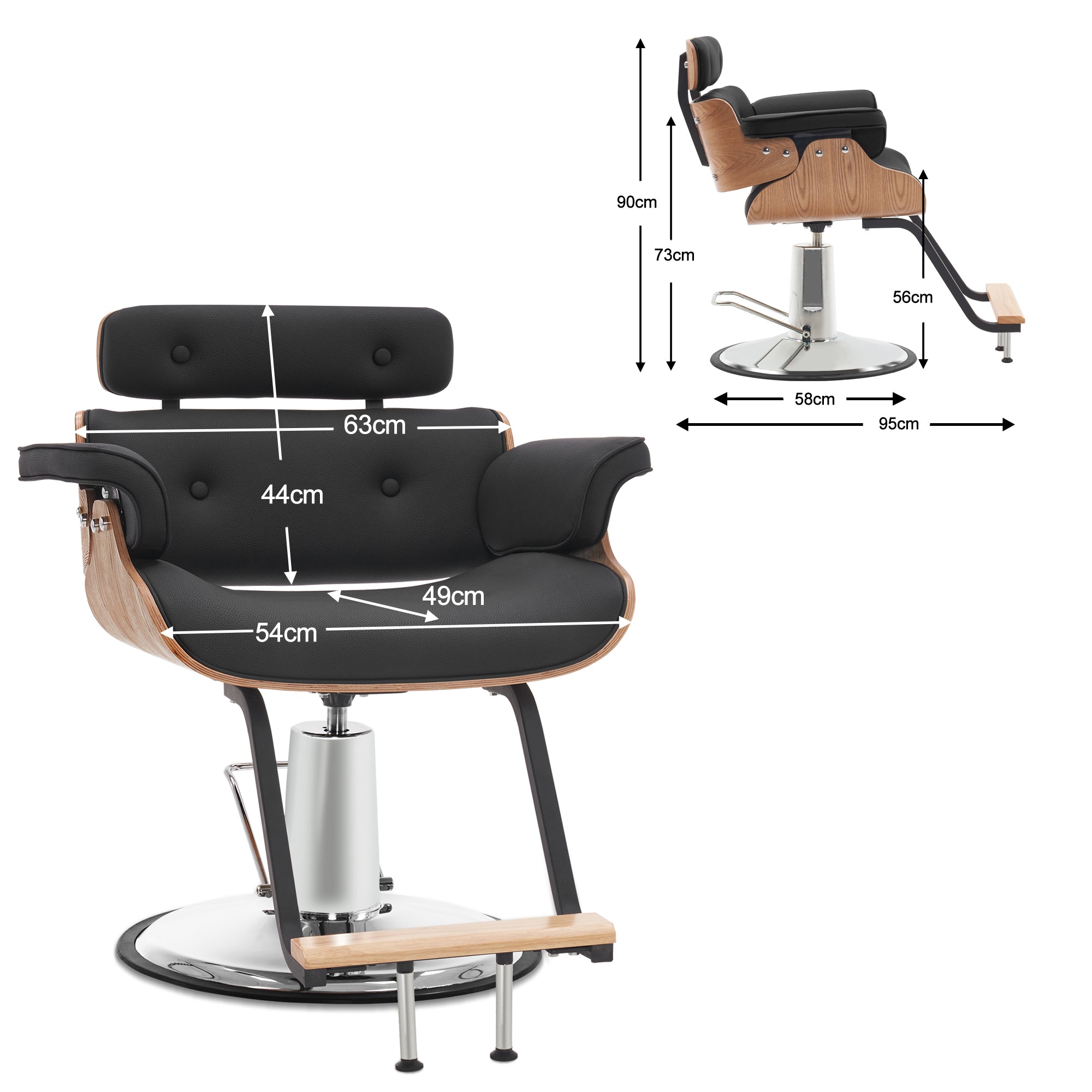 Fauteuil de coiffure Barberpub avec appui-tête, fauteuil de coiffure réglable en hauteur pour hommes et femmes, équipement de coiffure chaise d'opération à domicile vintage rétro, simili cuir, 8261