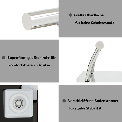 Barberpub poggiapiedi in acciaio inox, poggiapiedi professionale da parrucchiere, poggiapiedi mobile con pedale, poggiapiedi per poltrona da parrucchiere, attrezzatura per salone, FT001 (argento/oro)