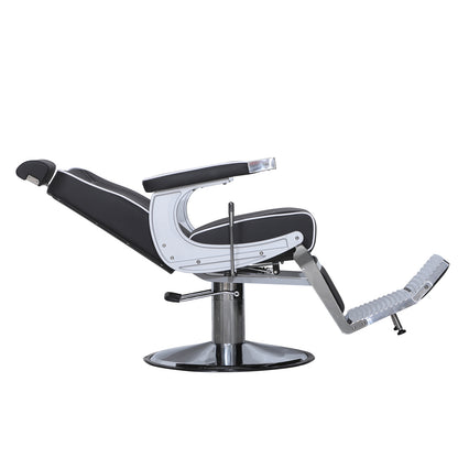 Barberpub Friseurstuhl Friseureinrichtung Friseursessel Bedienungsstuhl 3822, Salon SPA PVC-Kunstleder 140° Kippbar, höhenverstellbar