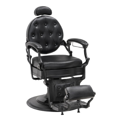 Barberpub hairdressing chair with retro/vintage style, matte black 2933BK, with retro/vintage style, 360° rotatable, imitation leather, 113 × 68 × 109 cm