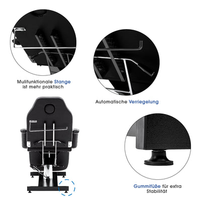 Poltrona cosmetica idraulica Barberpub, lettino da terapia, lettino da massaggio, lettino per tatuaggi 0006BK/W