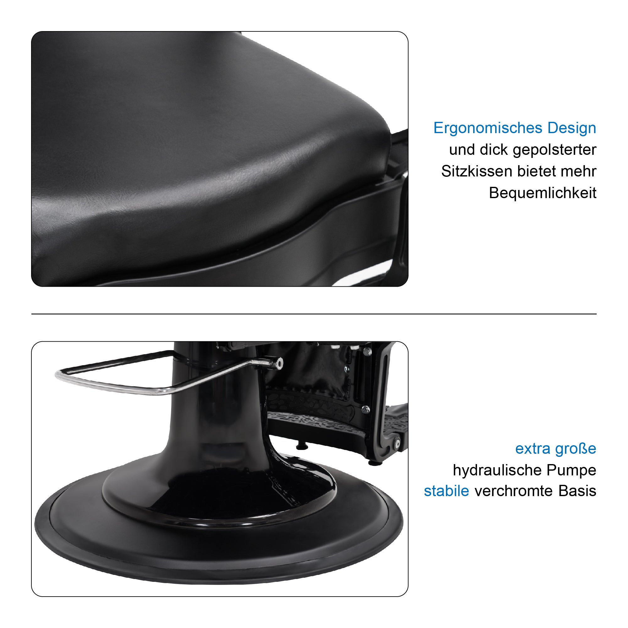 Barberpub hairdressing chair with retro/vintage style, matte black 2933BK, with retro/vintage style, 360° rotatable, imitation leather, 113 × 68 × 109 cm