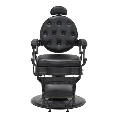 Barberpub hairdressing chair with retro/vintage style, matte black 2933BK, with retro/vintage style, 360° rotatable, imitation leather, 113 × 68 × 109 cm