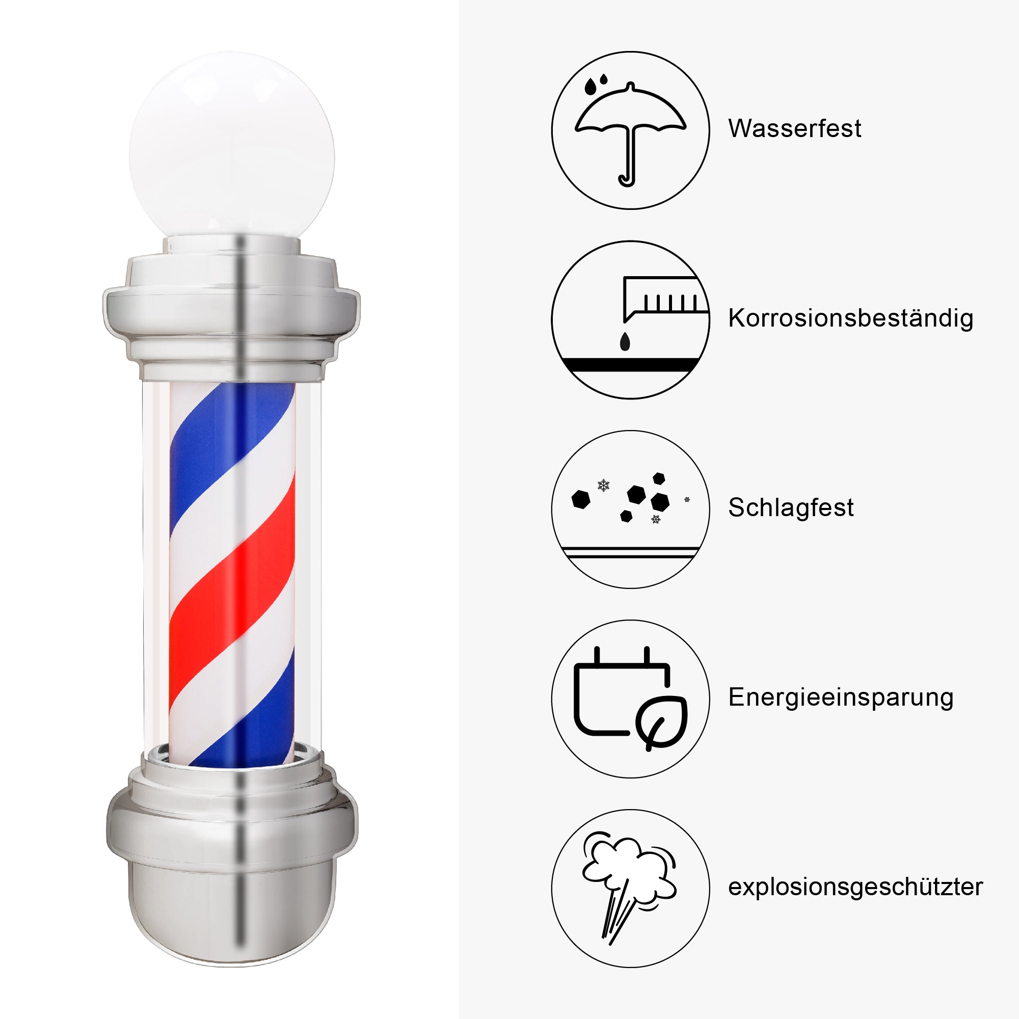 Barberpub Barber Pole with LED ball light Salon equipment rotatable Barbershop column L018B